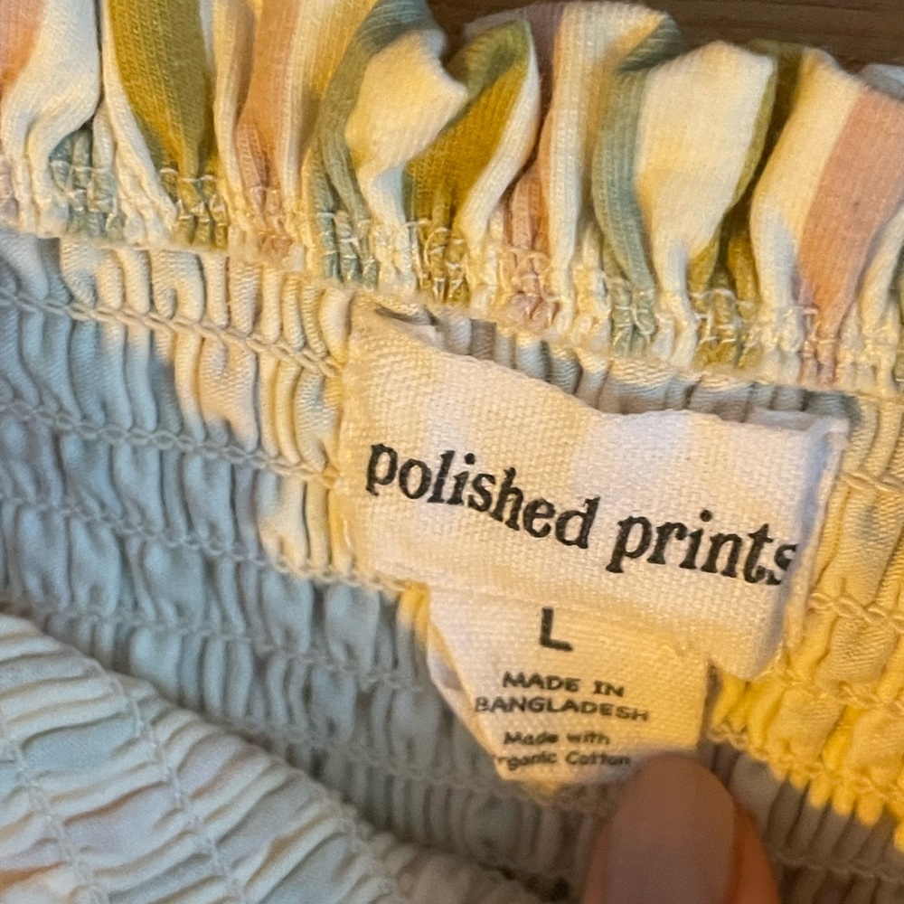 POLISHED PRINTS Striped Yellow and White Sundress L - Picture 4 of 5